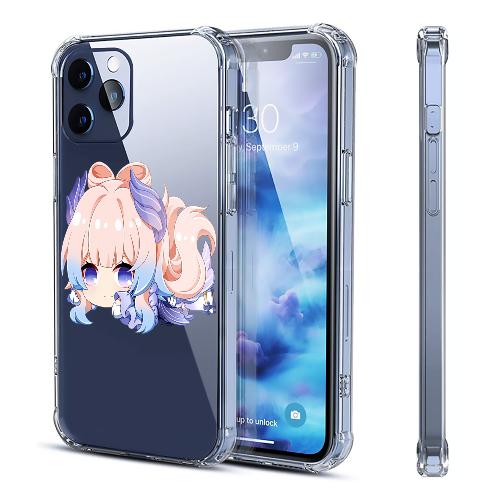 げんし神 珊瑚宮心海 サンゴノミヤ・ココミ genshin Sangonomiya Kokomi 【iPhone 12シリーズ対応】透明スマホケース（クリアソフトケース）